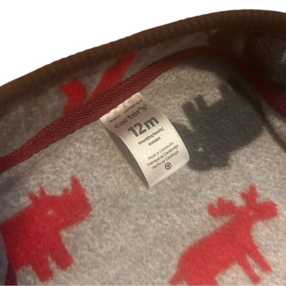 12m Carter’s Fleece Zipper Romper Zip Footless onesie Coveralls 9-12m 12 Month - Picture 3 of 5